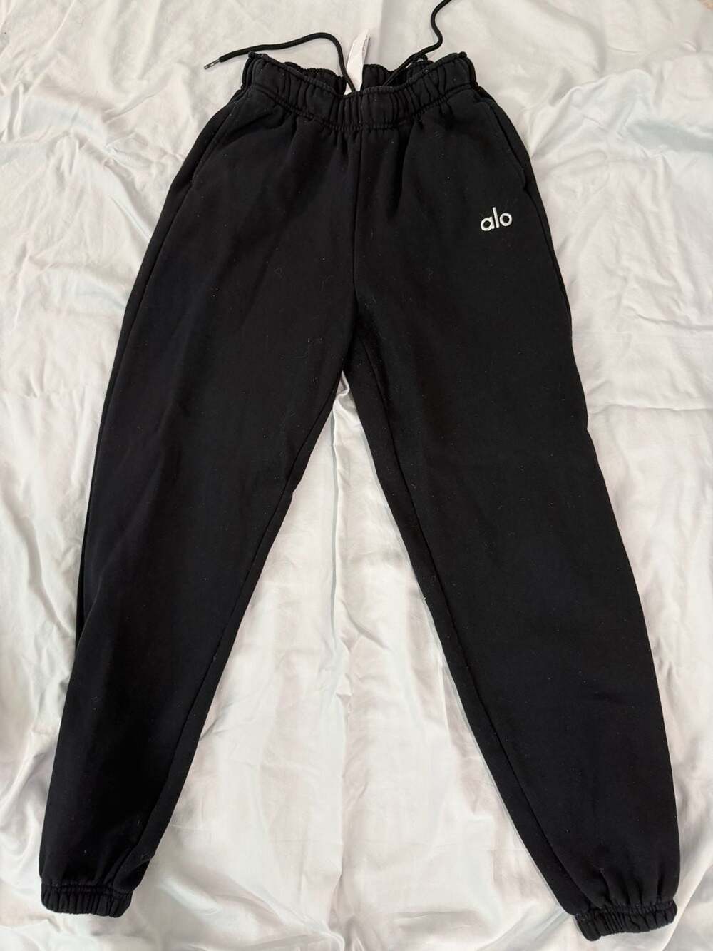 Alo Yoga Accolade Black Sweatpants Drawstring Joggers Size XXS